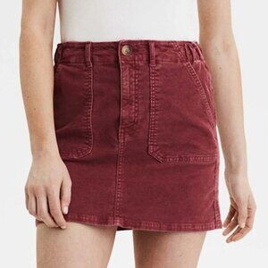 American Eagle Women's Hi-Rise A-Line Stretch Mini Skirt in Maroon - Sz 0